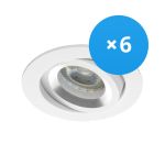 Flerpack 6x Noxion Infälld Spot Drome MR16 Lutningsbar Vit | Utskärning   69mm - GU10 Sockel