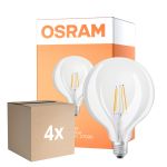 Flerpack 4x Osram LED Superstar E27 Globe G125 Filament Klar 11W 1521lm - 927 Extra Varm Vit | Bästa Färgåtergivning - Ersättare 100W